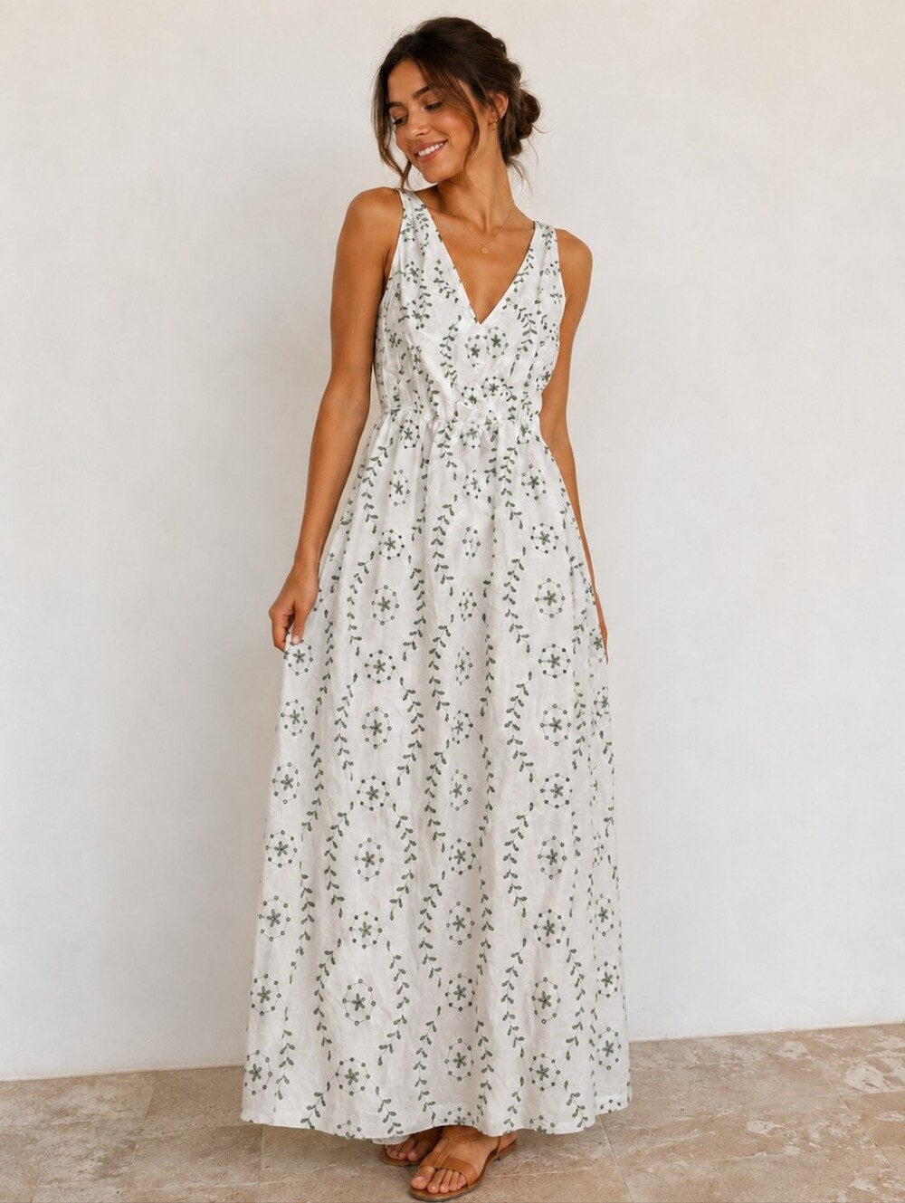 A New Day White Eyelet Cross-Back Maxi Dress